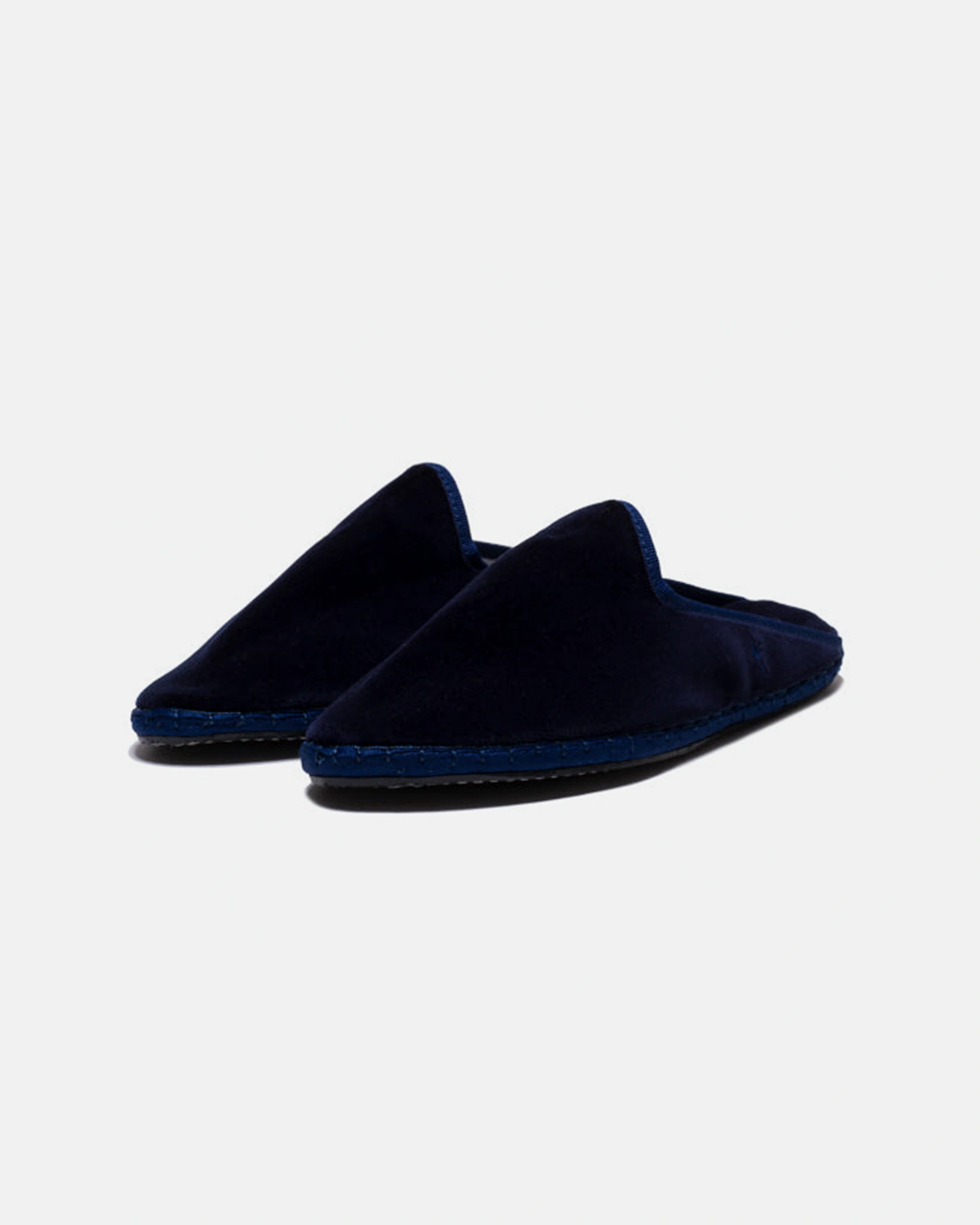 Navy Blue Velvet Slippers