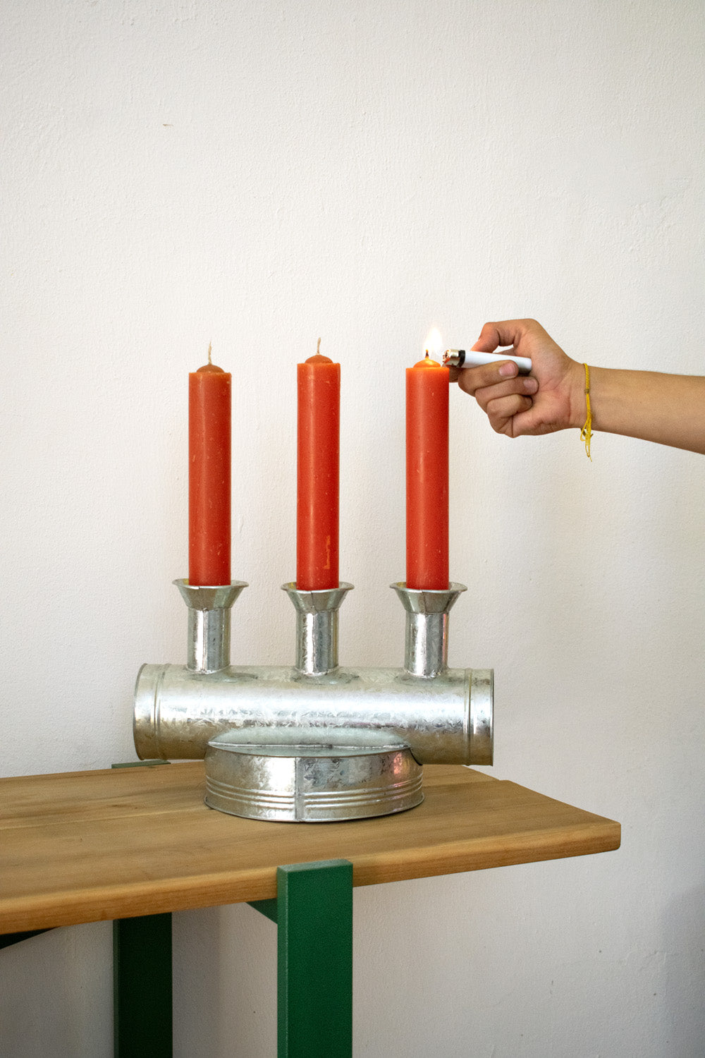 GALVANIZED TIN CANDLEABRA - CANDELABRO #1