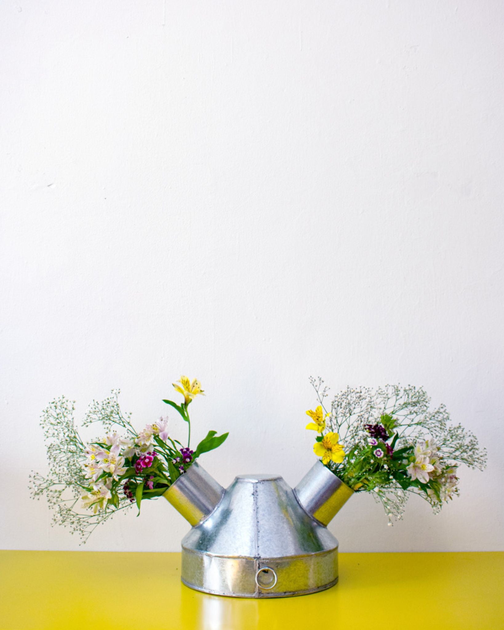 GALVANIZED TIN DOUBLE VASE - FLORERO #3