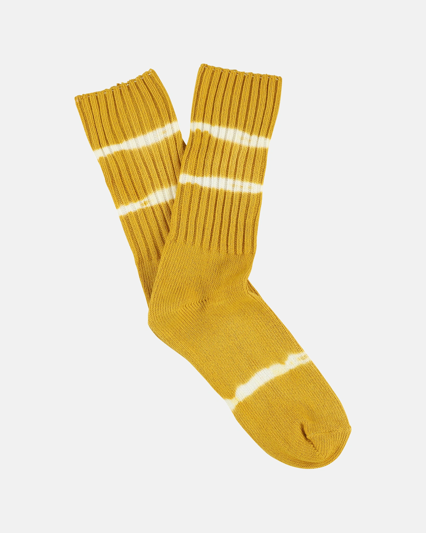 Chaussettes en coton teintées jaune moutarde