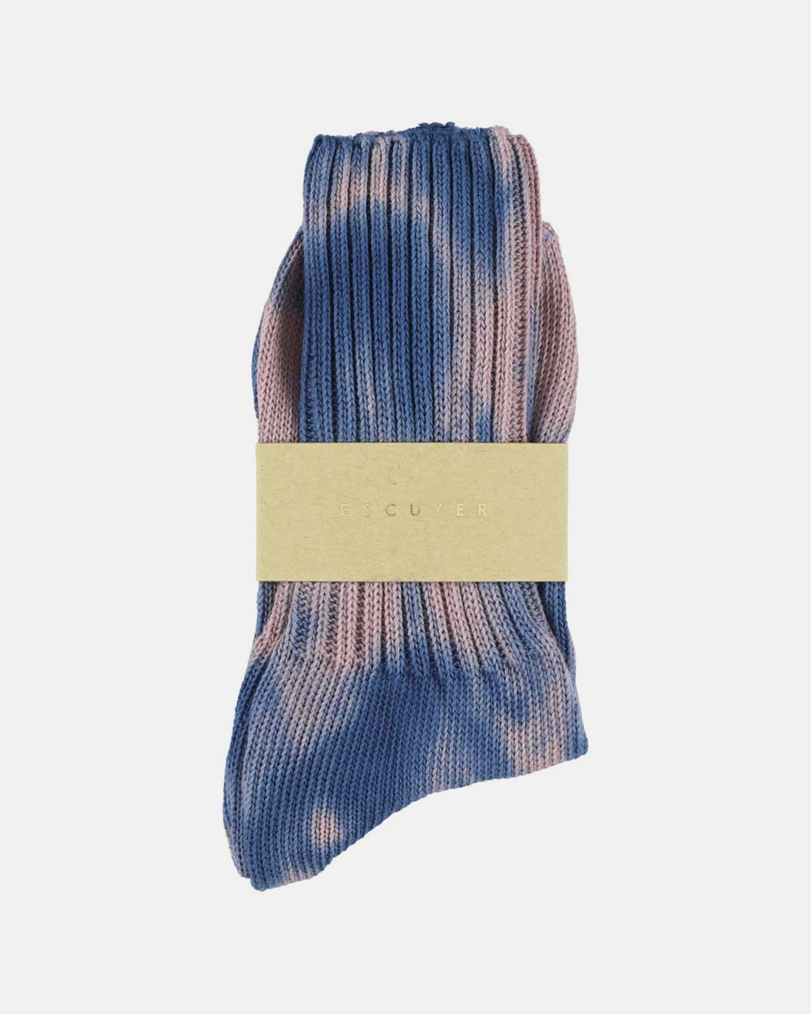 Chaussettes Tie Dye en coton indigo et corail
