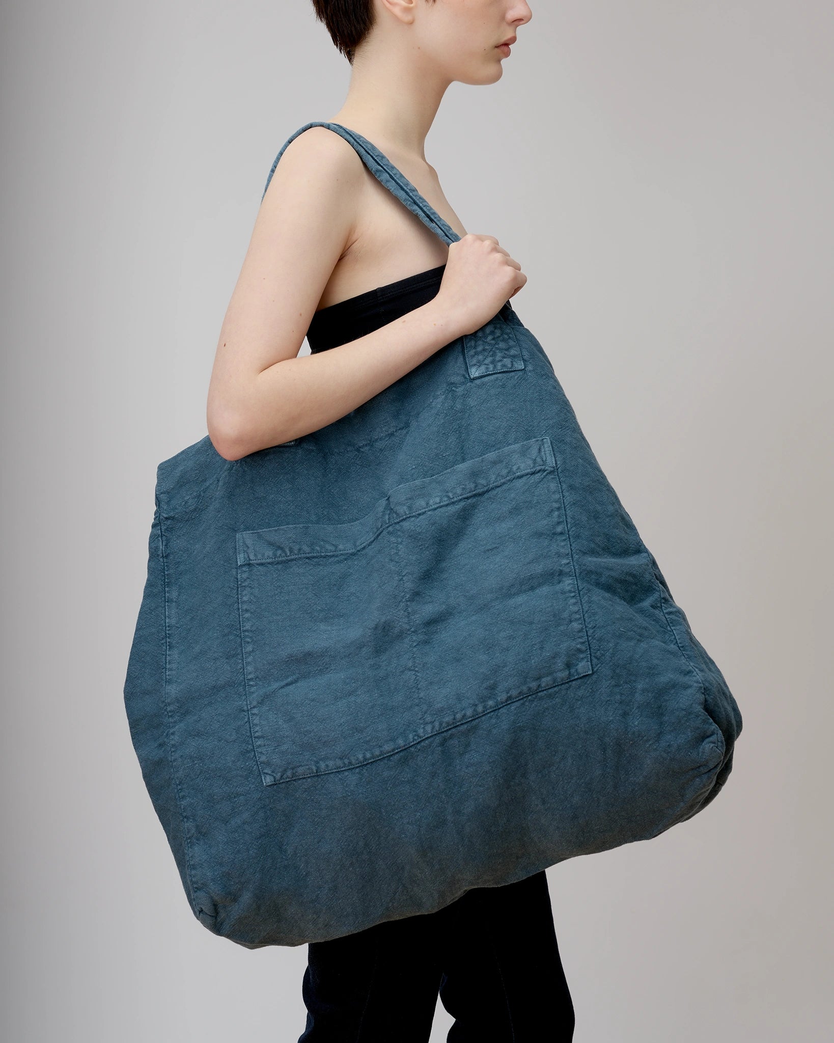 Linen Week-End Bag Stone Blue image 2