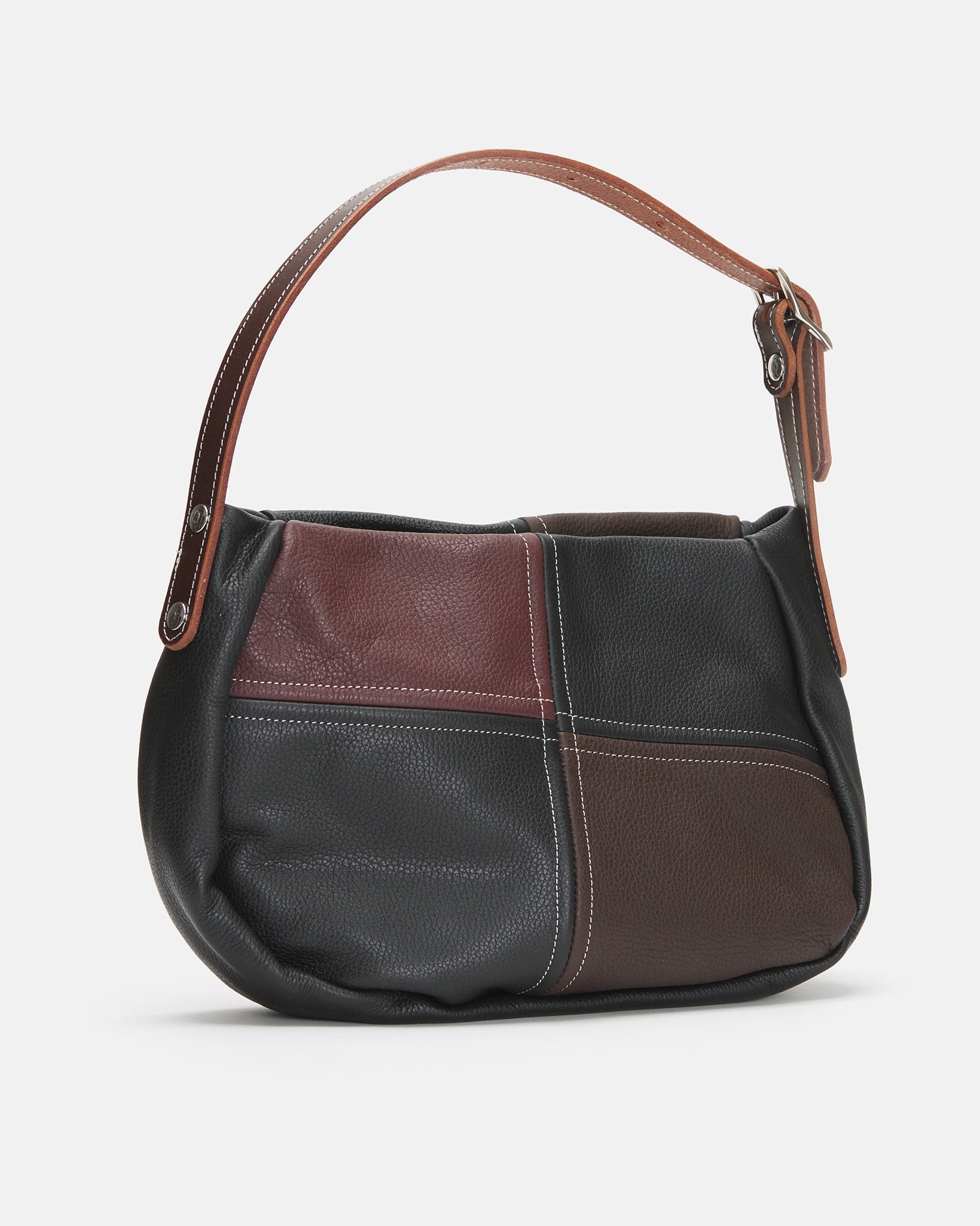 Sac Patchwork Shoulder en cuir noir 