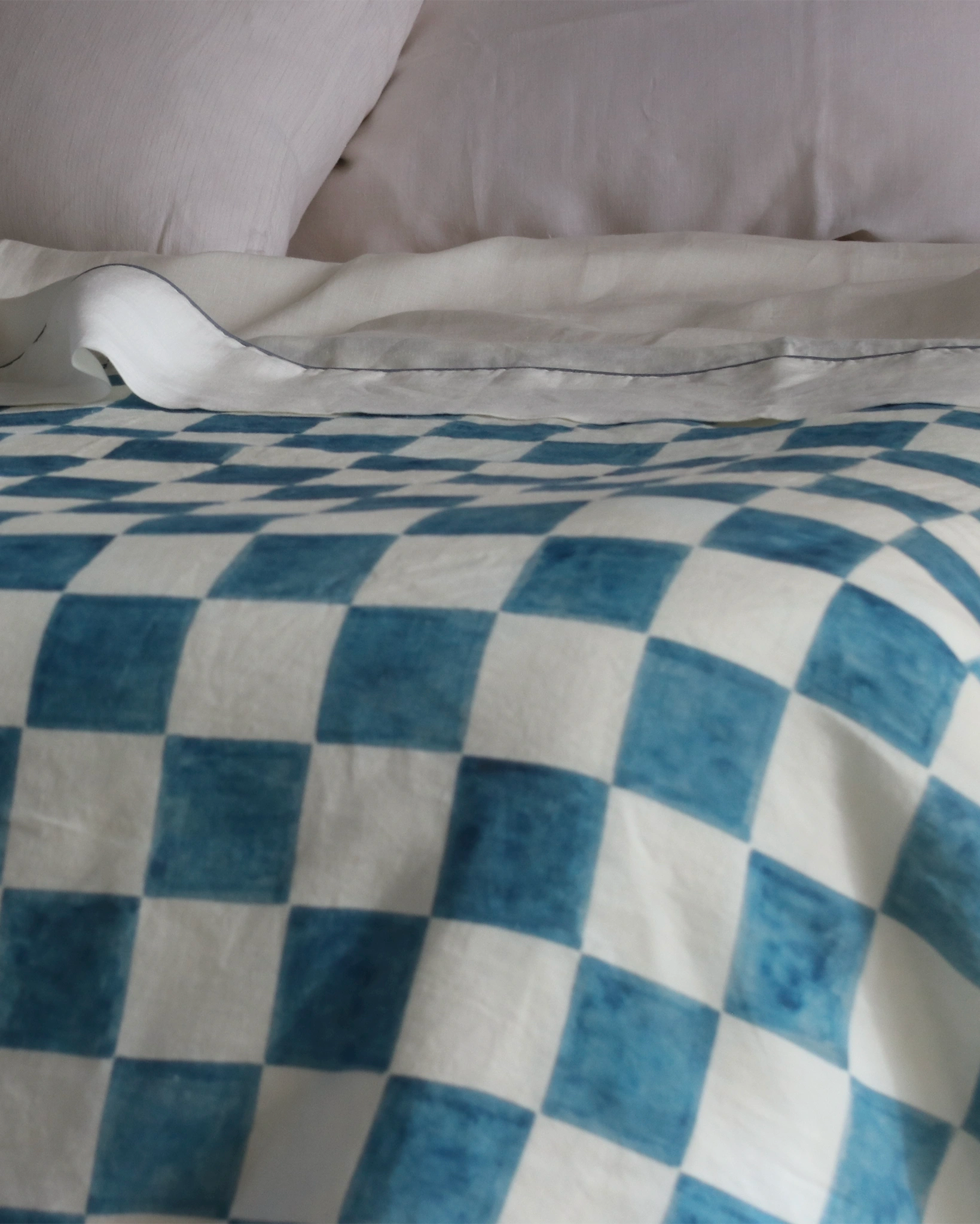 Linen Chess Pattern Blanket