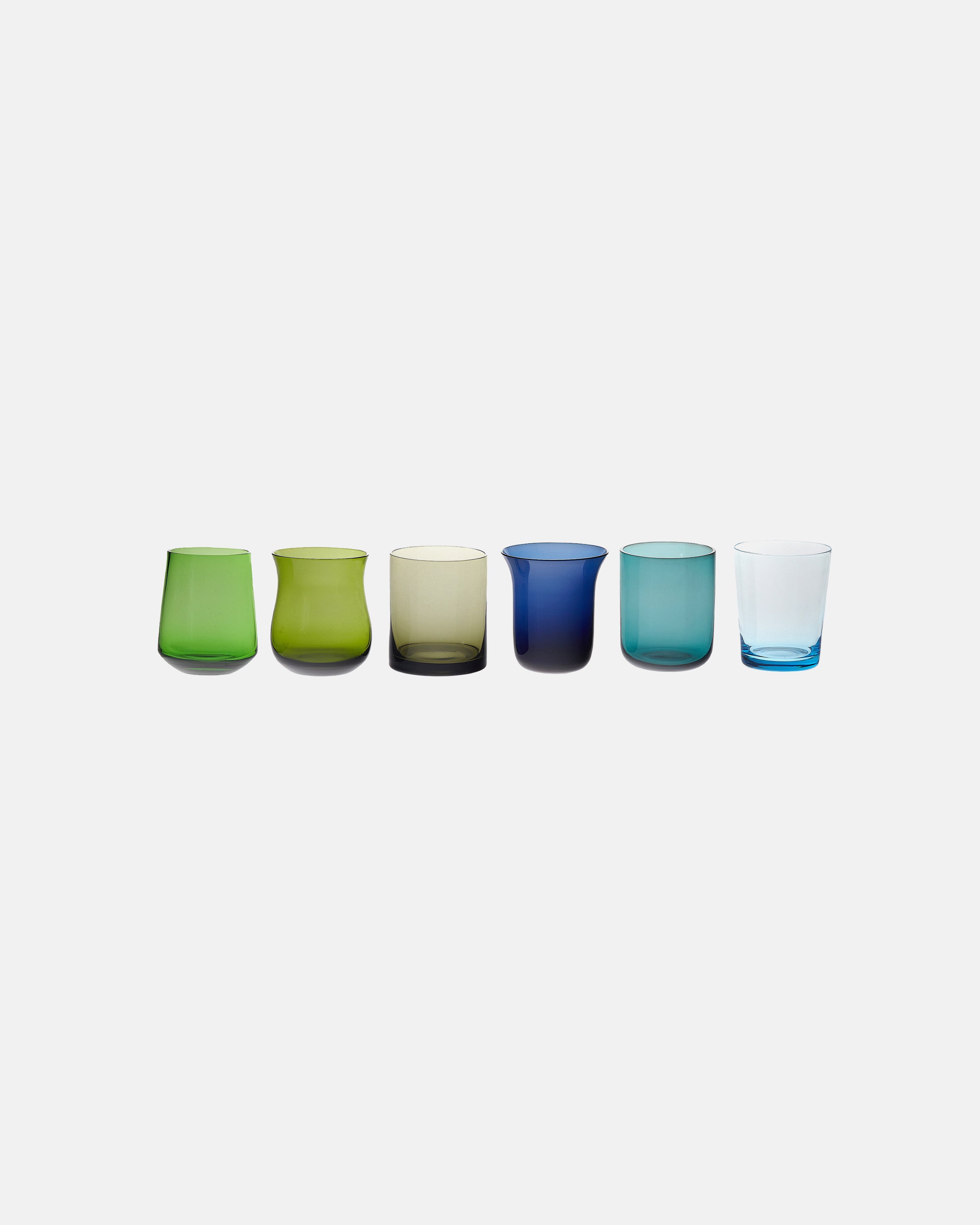 Set of 6 Glasses Blue and Green