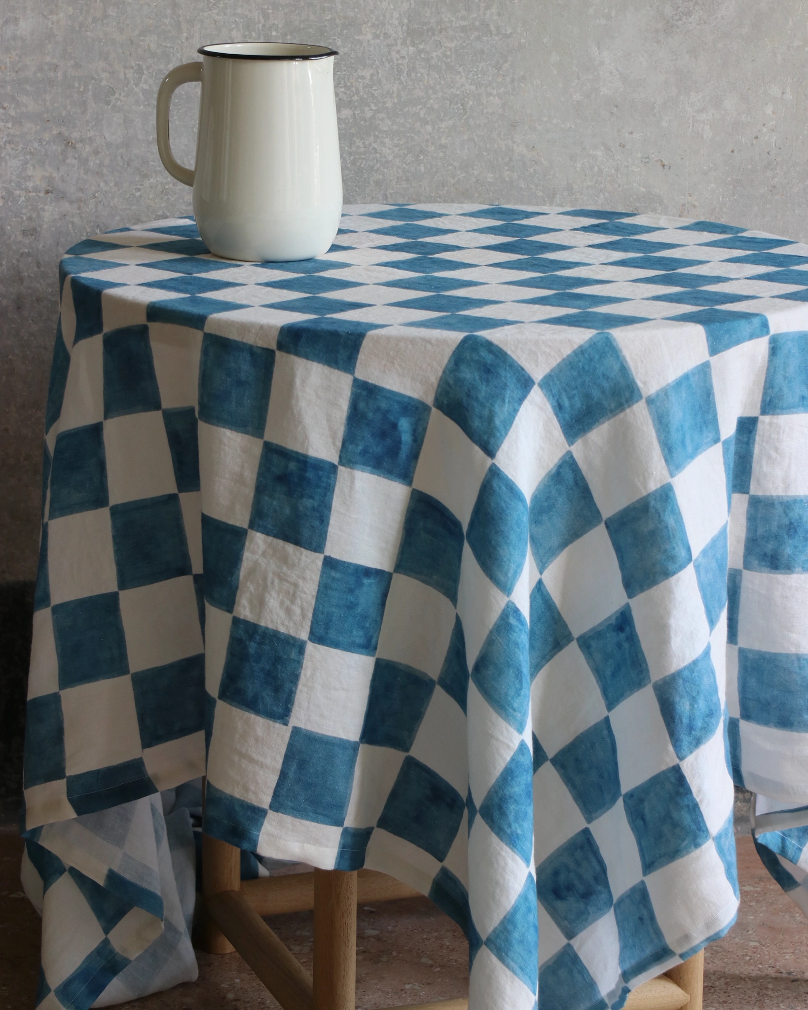 Linen Chess Pattern Tablecloth